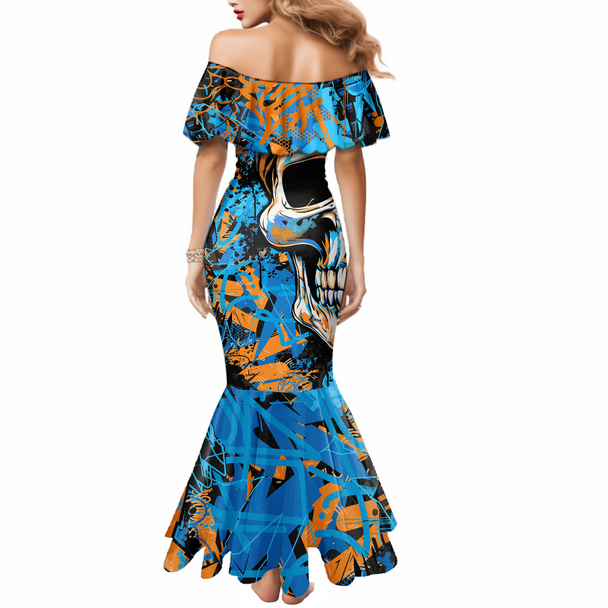 Grafity Skull Mermaid Dress Street Style Skull Colorful Abstract Art - Wonder Print Shop