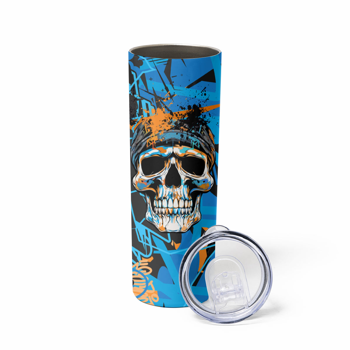 Grafity Skull Skinny Tumbler Street Style Skull Colorful Abstract Art - Wonder Print Shop