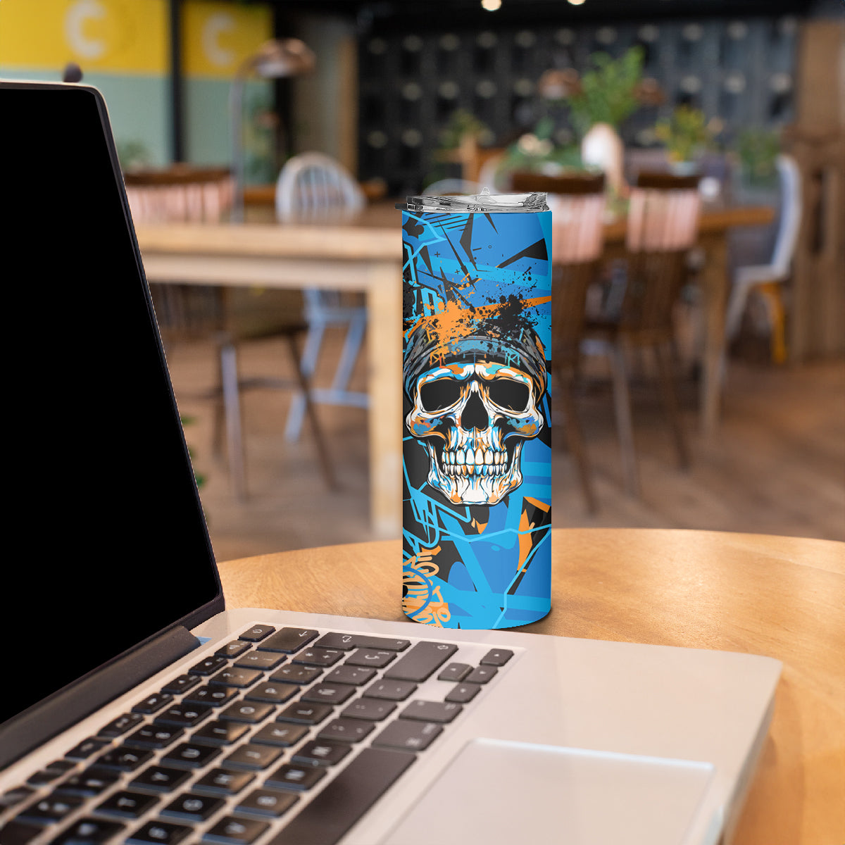 Grafity Skull Skinny Tumbler Street Style Skull Colorful Abstract Art - Wonder Print Shop