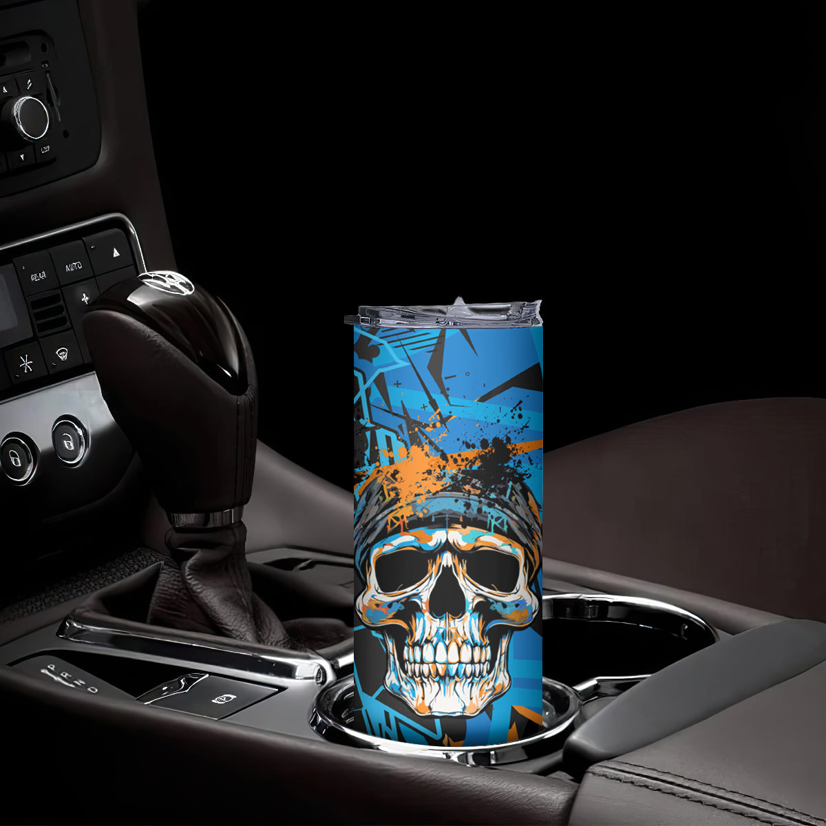 Grafity Skull Skinny Tumbler Street Style Skull Colorful Abstract Art - Wonder Print Shop