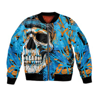 Grafity Skull Sleeve Zip Bomber Jacket Street Style Skull Colorful Abstract Art - Wonder Print Shop