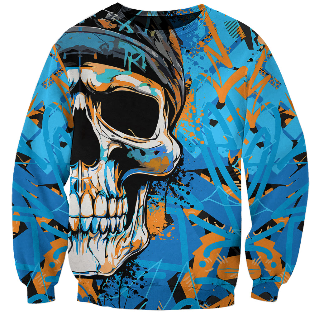 Grafity Skull Sweatshirt Street Style Skull Colorful Abstract Art - Wonder Print Shop