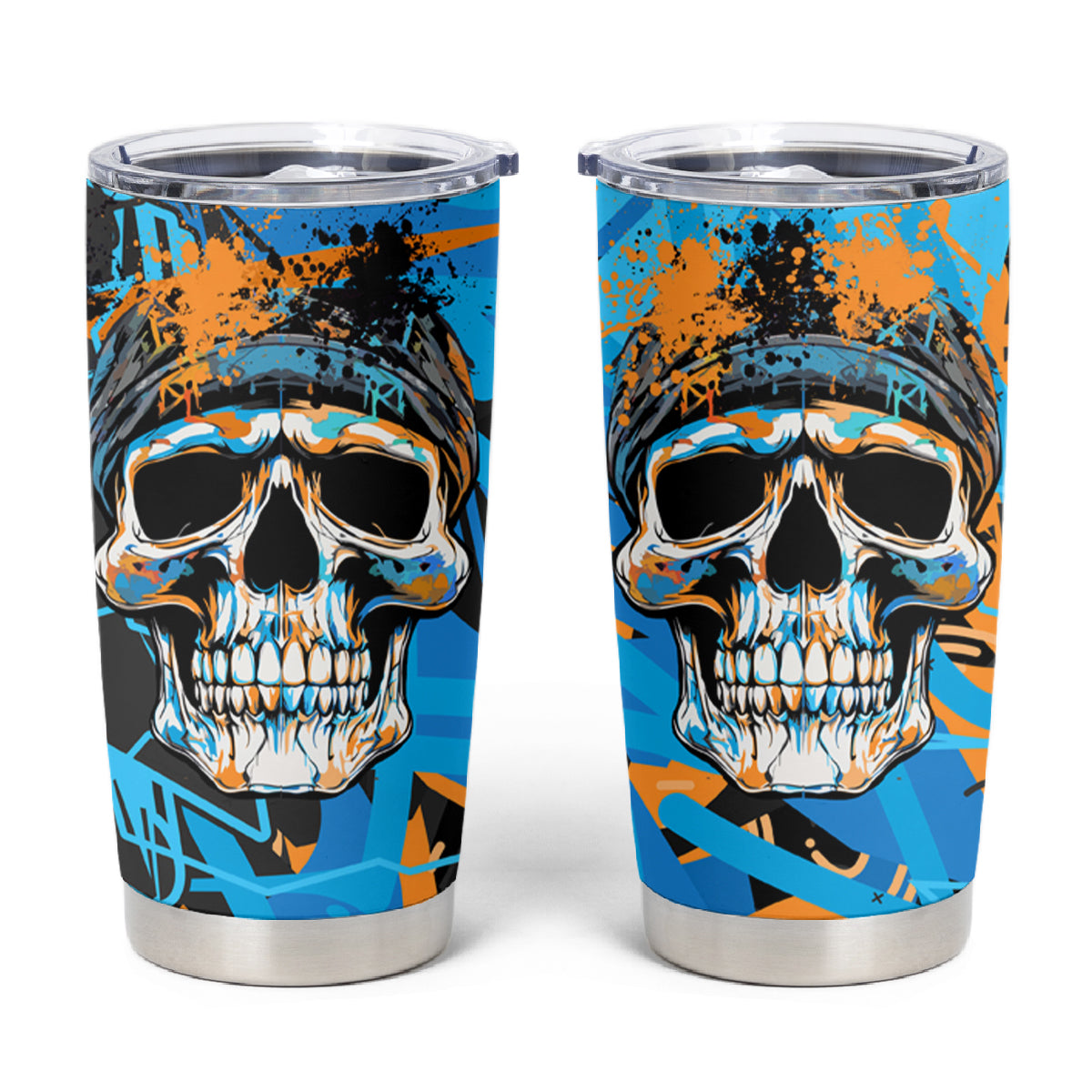 Grafity Skull Tumbler Cup Street Style Skull Colorful Abstract Art - Wonder Print Shop