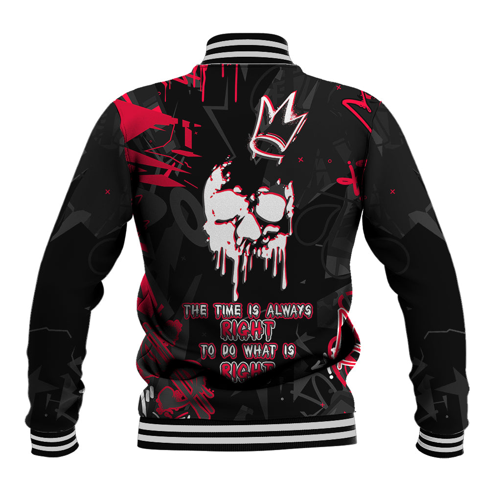 Skull Pattern Baseball Jacket The Time Is Aways Right To Do What Is Right - Wonder Print Shop