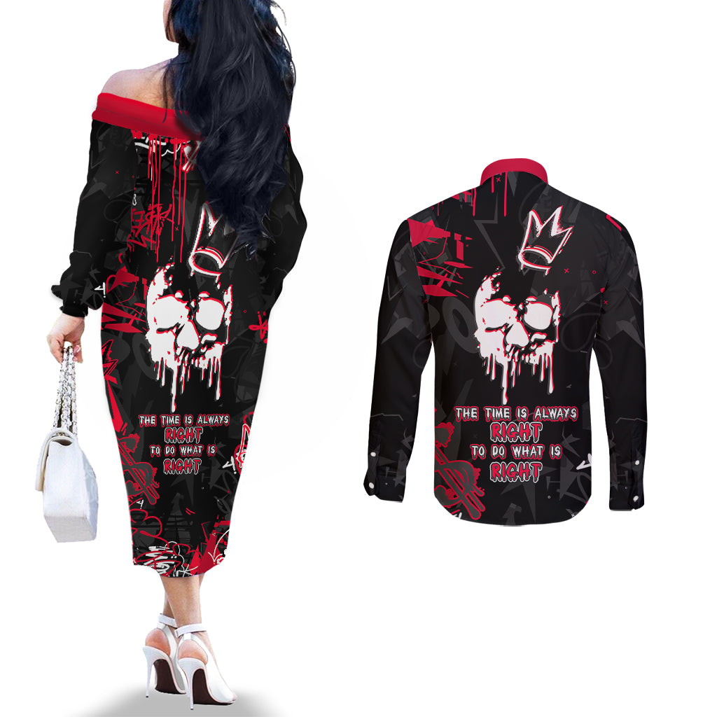 skull-pattern-couples-matching-off-the-shoulder-long-sleeve-dress-and-long-sleeve-button-shirts-the-time-is-aways-right-to-do-what-is-right