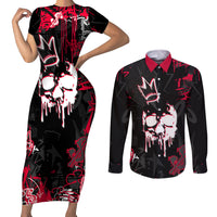 Skull Pattern Couples Matching Short Sleeve Bodycon Dress and Long Sleeve Button Shirts The Time Is Aways Right To Do What Is Right - Wonder Print Shop