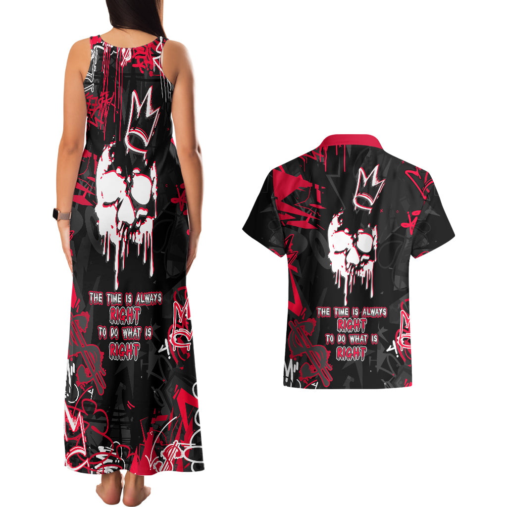 Skull Pattern Couples Matching Tank Maxi Dress and Hawaiian Shirt The Time Is Aways Right To Do What Is Right - Wonder Print Shop