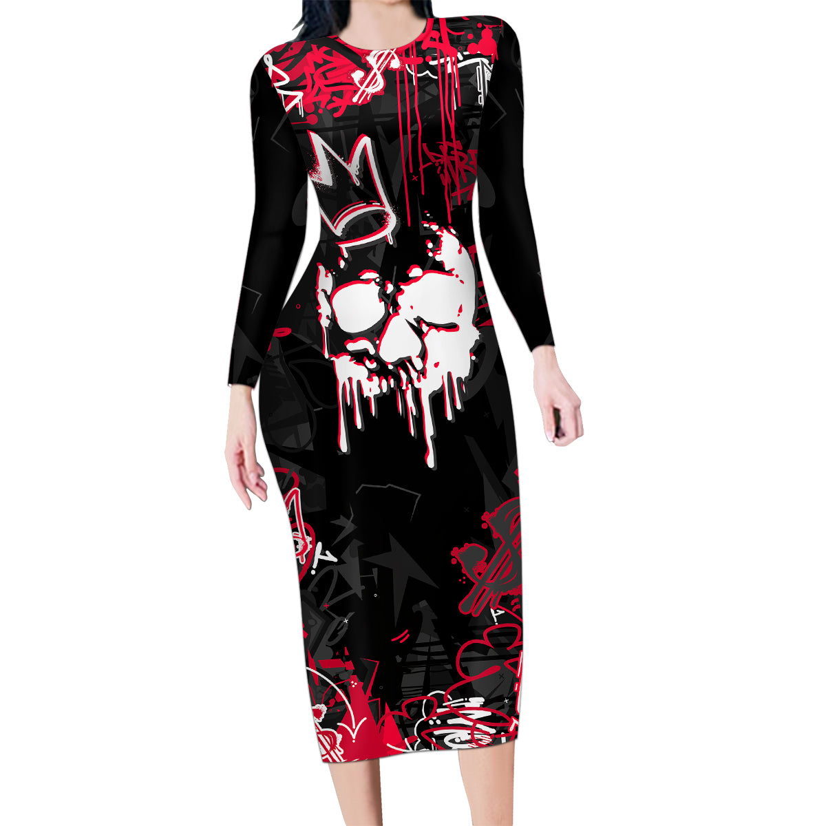 Skull Pattern Family Matching Long Sleeve Bodycon Dress and Hawaiian Shirt The Time Is Aways Right To Do What Is Right - Wonder Print Shop