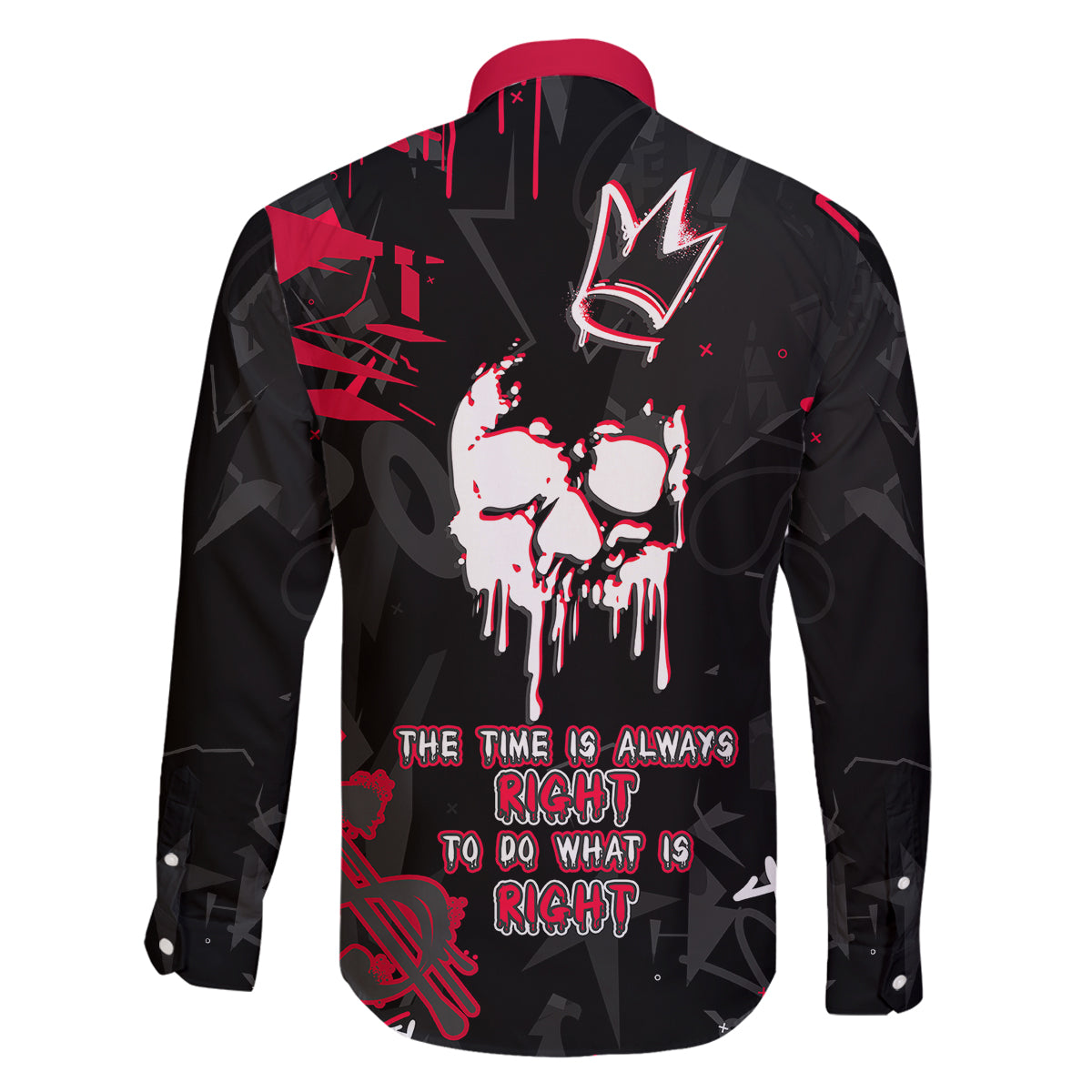 Skull Pattern Family Matching Off Shoulder Long Sleeve Dress and Hawaiian Shirt The Time Is Aways Right To Do What Is Right - Wonder Print Shop