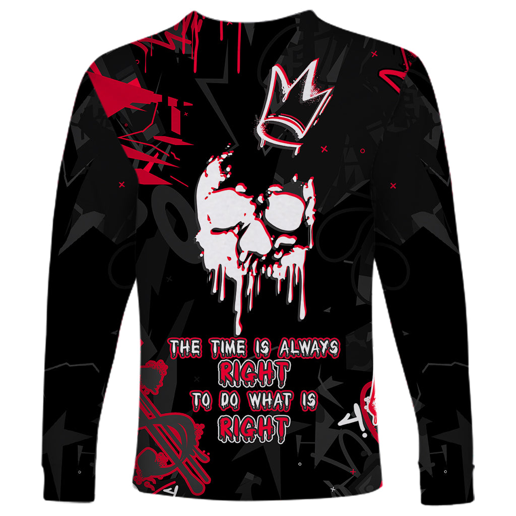 Skull Pattern Long Sleeve Shirt The Time Is Aways Right To Do What Is Right - Wonder Print Shop