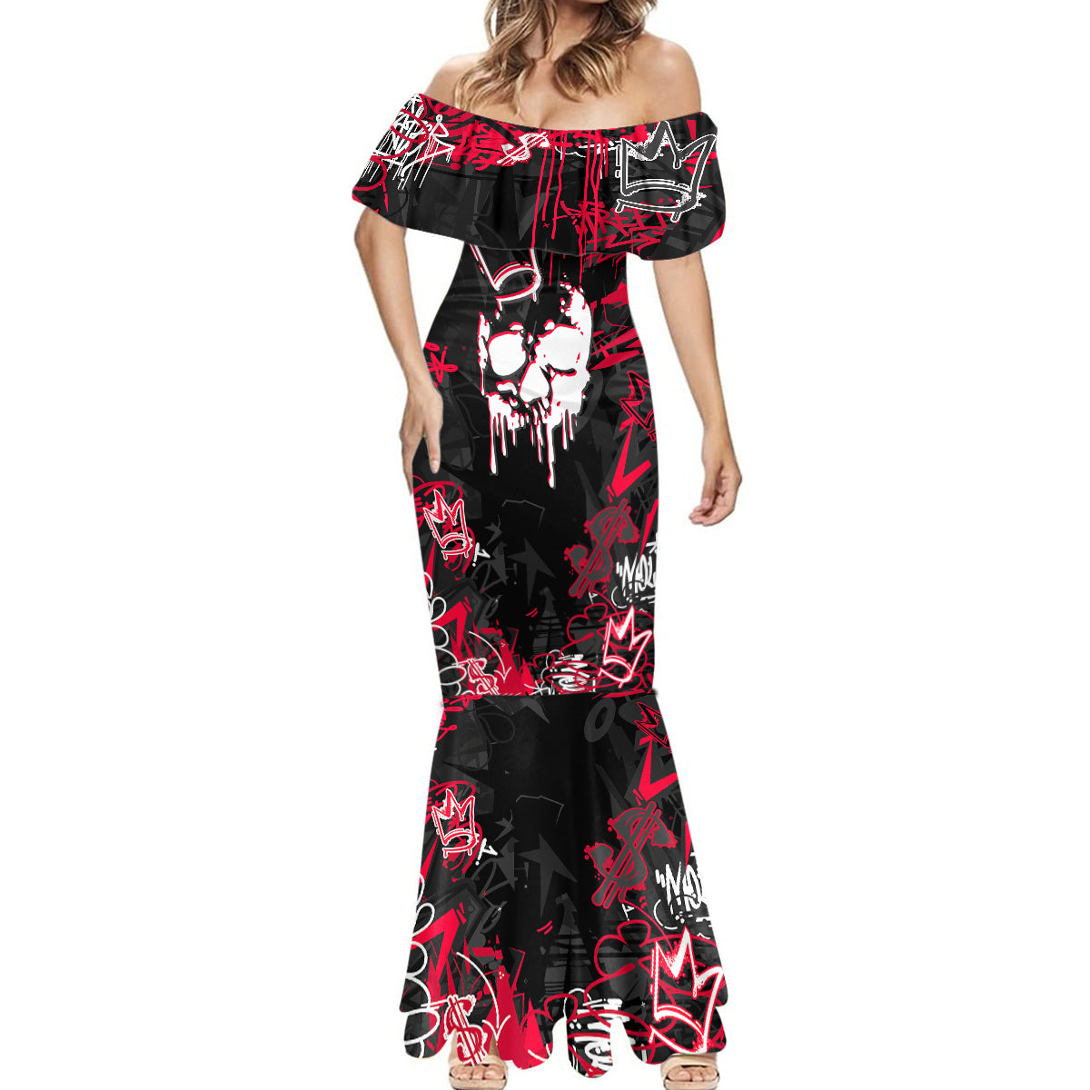 Skull Pattern Mermaid Dress The Time Is Aways Right To Do What Is Right - Wonder Print Shop