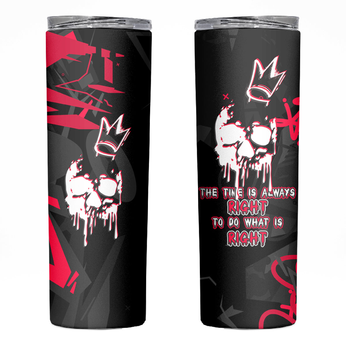 Skull Pattern Skinny Tumbler The Time Is Aways Right To Do What Is Right - Wonder Print Shop