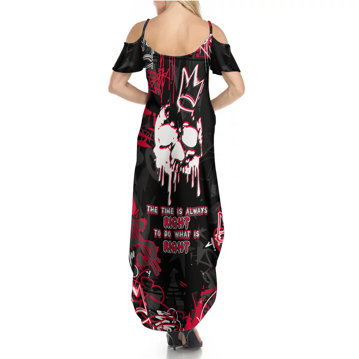 Skull Pattern Summer Maxi Dress The Time Is Aways Right To Do What Is Right - Wonder Print Shop