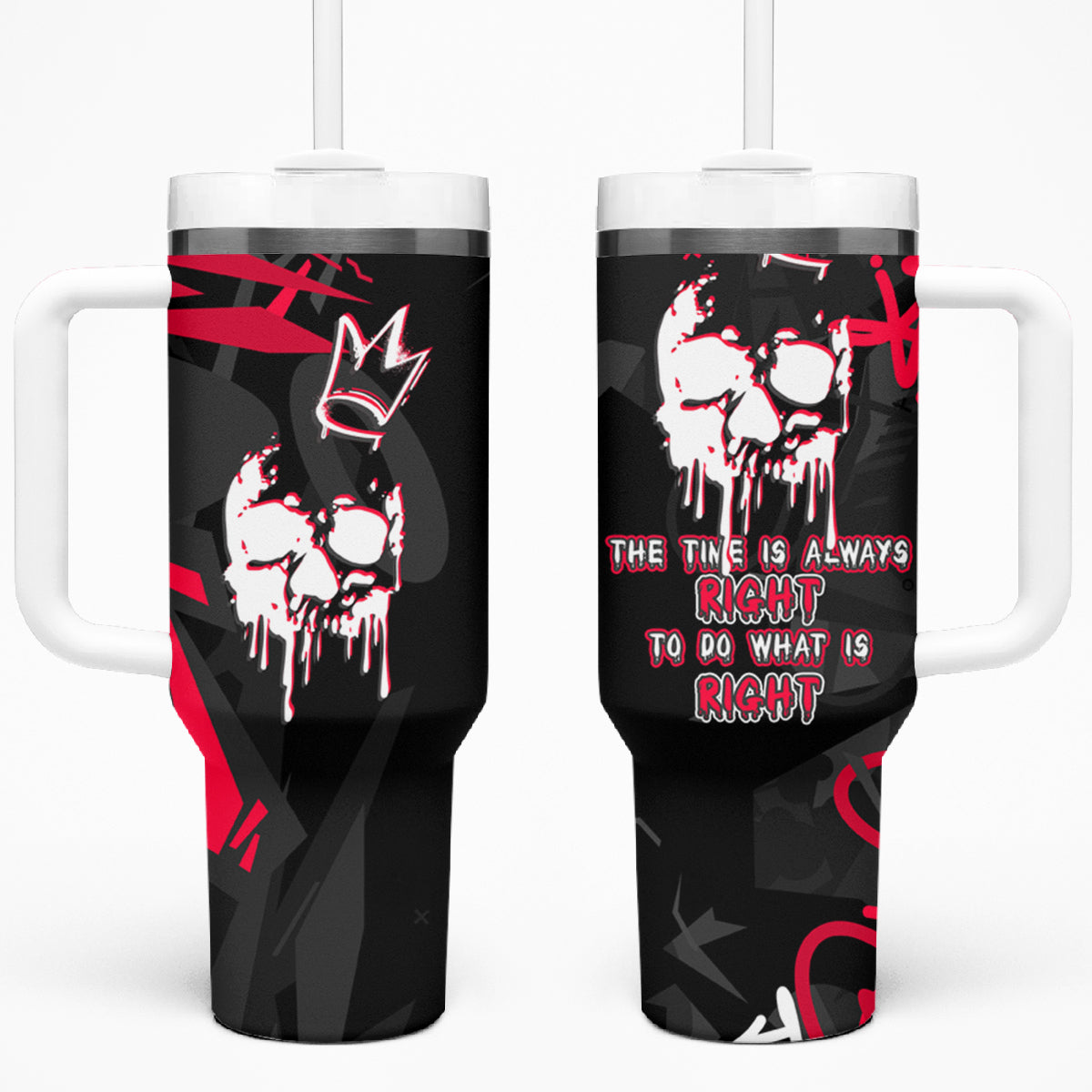 Skull Pattern Tumbler With Handle The Time Is Aways Right To Do What Is Right - Wonder Print Shop