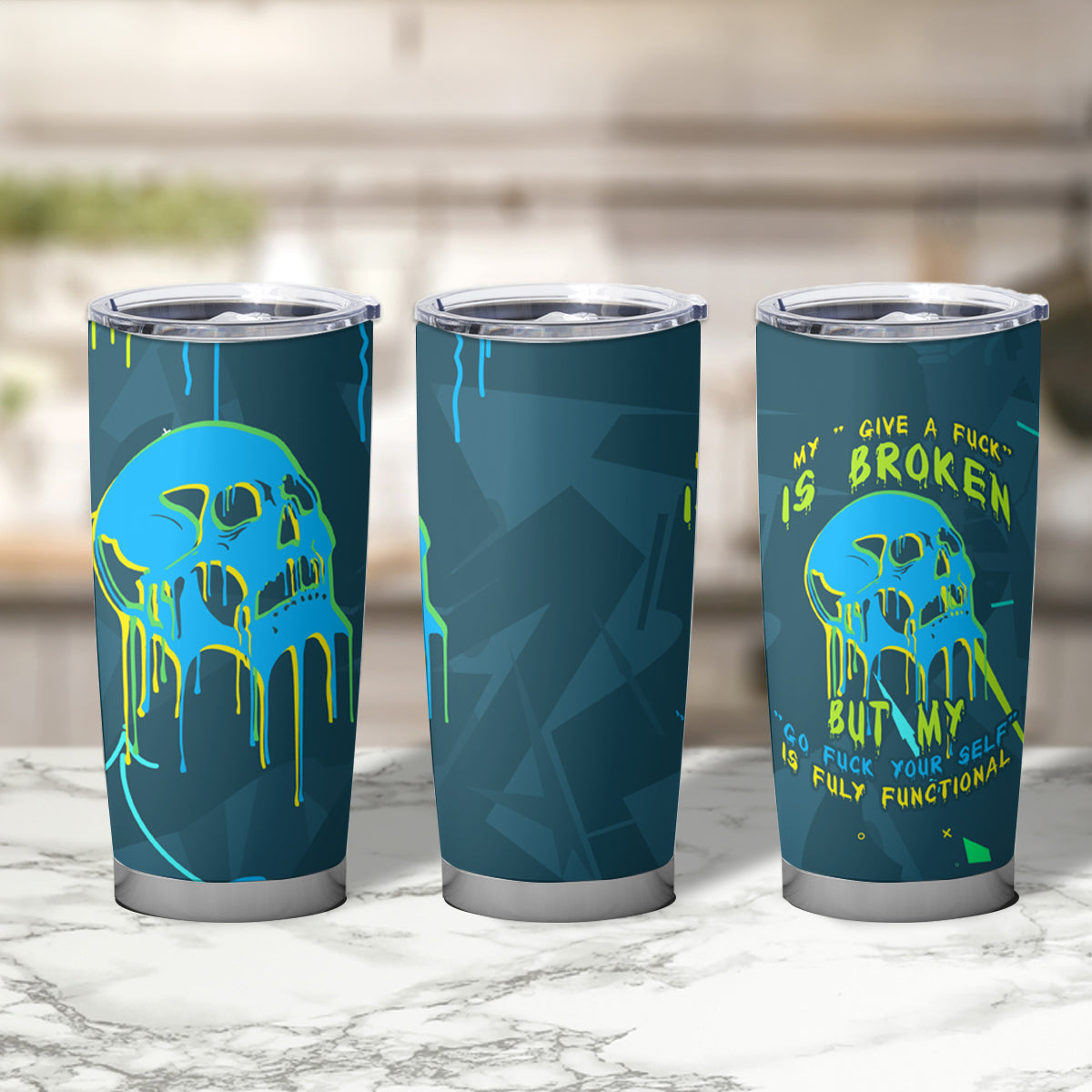 Grafity Skull Tumbler Cup My Give A Fuck Is Broken But My Go Fck Your Self - Wonder Print Shop