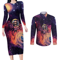 Skull Couples Matching Long Sleeve Bodycon Dress and Long Sleeve Button Shirts I Need More Space Cosmic Style - Wonder Print Shop