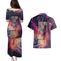 Skull Couples Matching Puletasi Dress and Hawaiian Shirt I Need More Space Cosmic Style - Wonder Print Shop