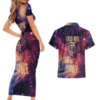 Skull Couples Matching Short Sleeve Bodycon Dress and Hawaiian Shirt I Need More Space Cosmic Style - Wonder Print Shop