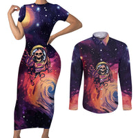Skull Couples Matching Short Sleeve Bodycon Dress and Long Sleeve Button Shirts I Need More Space Cosmic Style - Wonder Print Shop