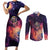 Skull Couples Matching Short Sleeve Bodycon Dress and Long Sleeve Button Shirts I Need More Space Cosmic Style - Wonder Print Shop
