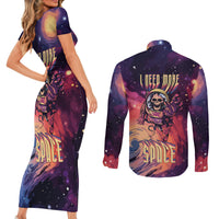 Skull Couples Matching Short Sleeve Bodycon Dress and Long Sleeve Button Shirts I Need More Space Cosmic Style - Wonder Print Shop
