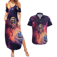 Skull Couples Matching Summer Maxi Dress and Hawaiian Shirt I Need More Space Cosmic Style - Wonder Print Shop