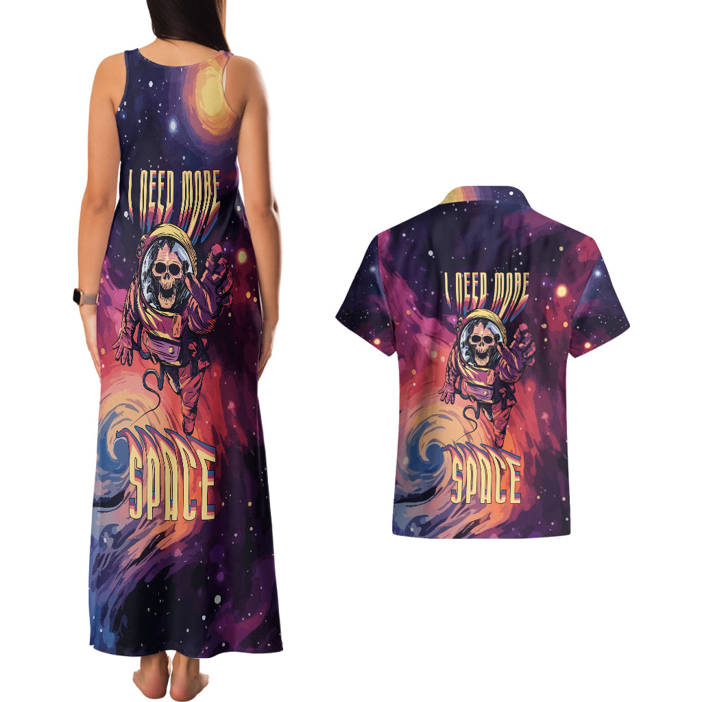 Skull Couples Matching Tank Maxi Dress and Hawaiian Shirt I Need More Space Cosmic Style - Wonder Print Shop