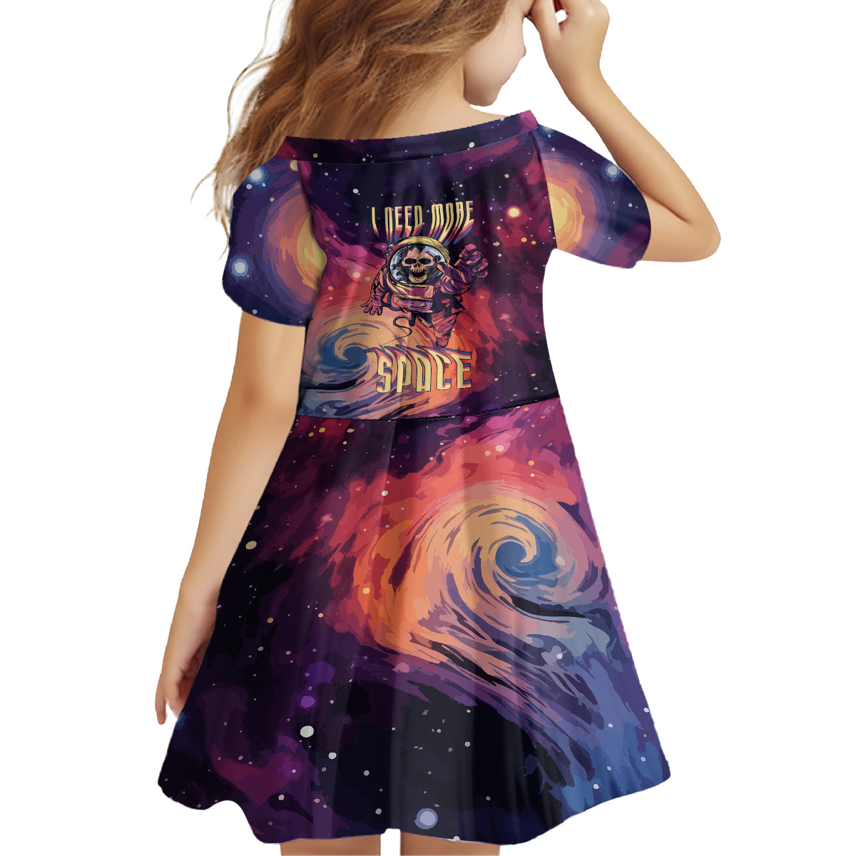Skull Family Matching Long Sleeve Bodycon Dress and Hawaiian Shirt I Need More Space Cosmic Style - Wonder Print Shop