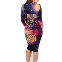 Skull Family Matching Long Sleeve Bodycon Dress and Hawaiian Shirt I Need More Space Cosmic Style - Wonder Print Shop