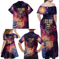 Skull Family Matching Off Shoulder Maxi Dress and Hawaiian Shirt I Need More Space Cosmic Style - Wonder Print Shop
