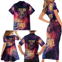 Skull Family Matching Short Sleeve Bodycon Dress and Hawaiian Shirt I Need More Space Cosmic Style - Wonder Print Shop