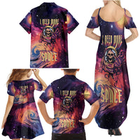 Skull Family Matching Summer Maxi Dress and Hawaiian Shirt I Need More Space Cosmic Style - Wonder Print Shop