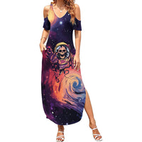 Skull Family Matching Summer Maxi Dress and Hawaiian Shirt I Need More Space Cosmic Style - Wonder Print Shop
