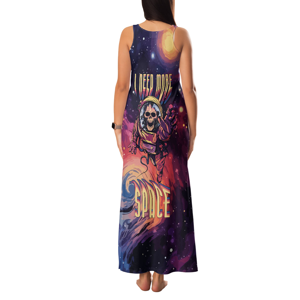 Skull Family Matching Tank Maxi Dress and Hawaiian Shirt I Need More Space Cosmic Style - Wonder Print Shop