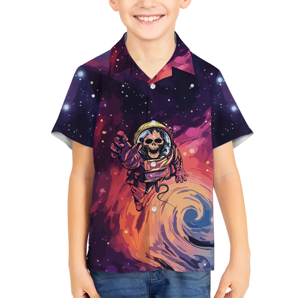 Skull Kid Hawaiian Shirt I Need More Space Cosmic Style - Wonder Print Shop