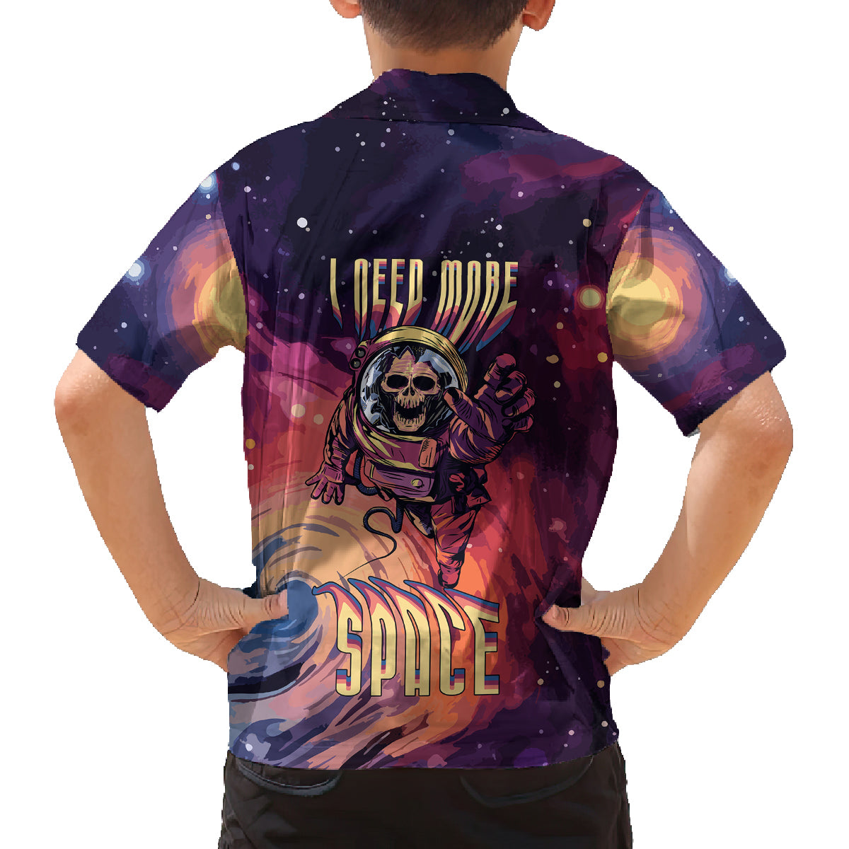Skull Kid Hawaiian Shirt I Need More Space Cosmic Style - Wonder Print Shop