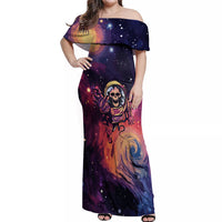 Skull Off Shoulder Maxi Dress I Need More Space Cosmic Style - Wonder Print Shop