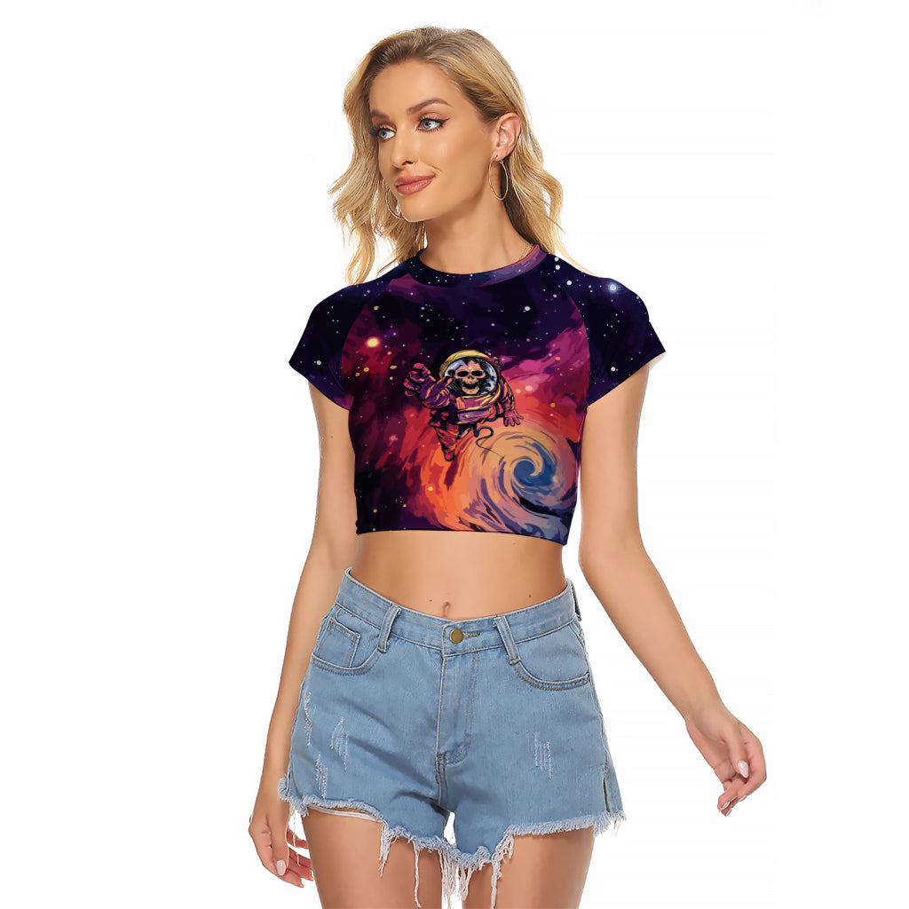 Skull Raglan Cropped T Shirt I Need More Space Cosmic Style - Wonder Print Shop