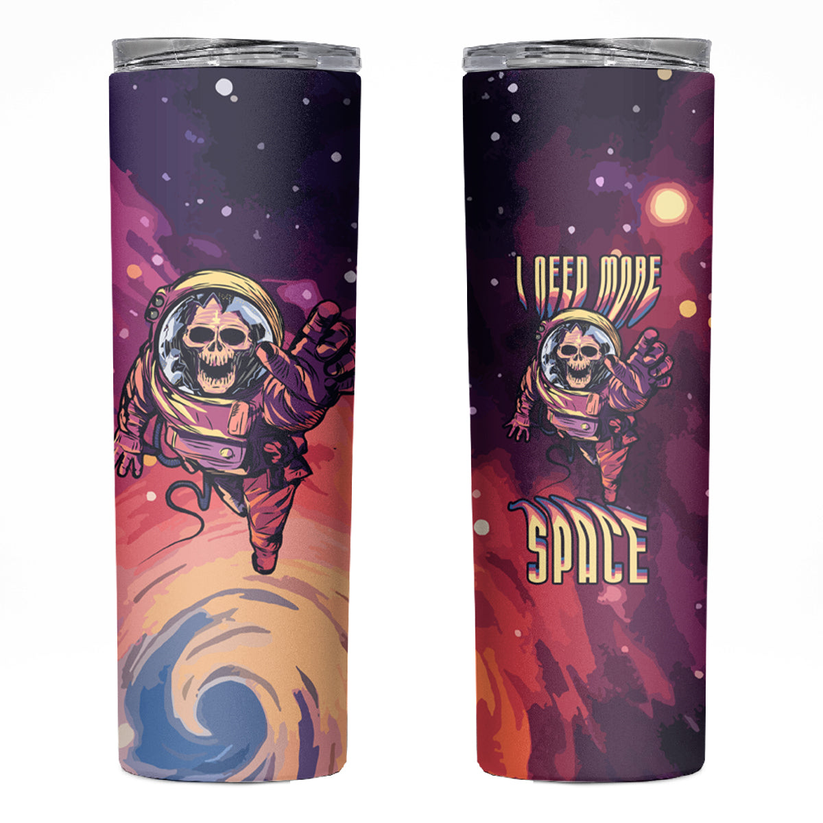 Skull Skinny Tumbler I Need More Space Cosmic Style - Wonder Print Shop