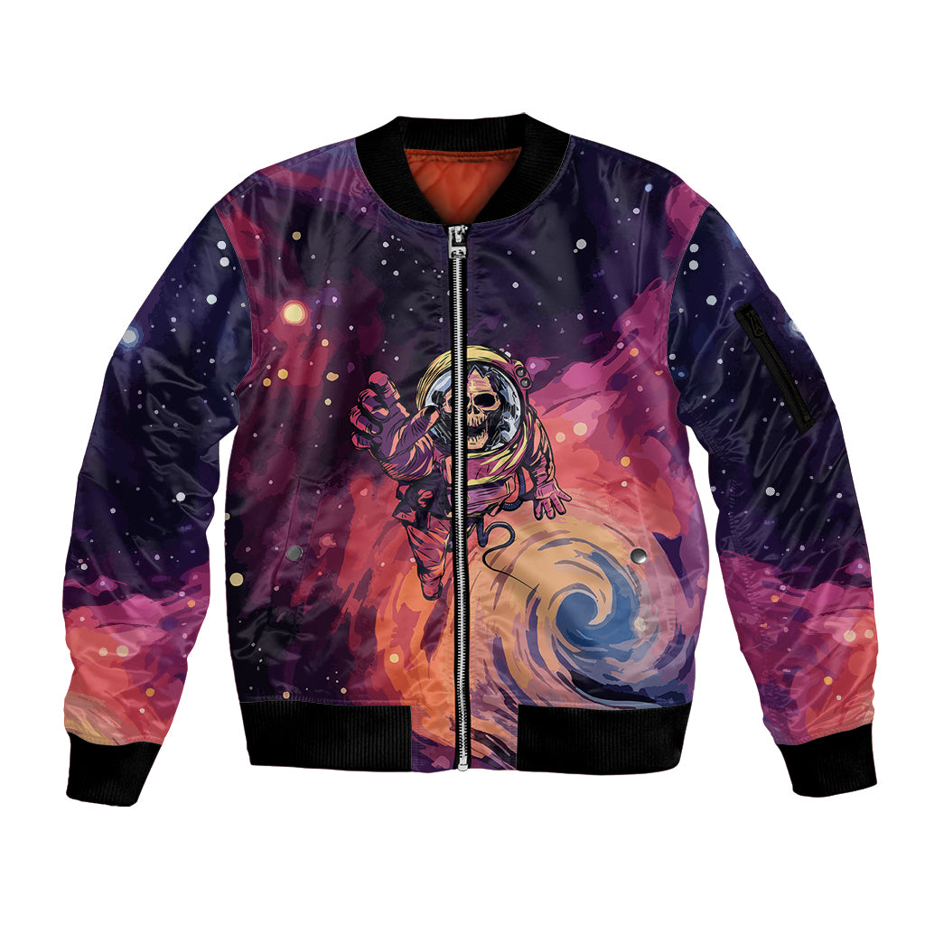Skull Sleeve Zip Bomber Jacket I Need More Space Cosmic Style - Wonder Print Shop
