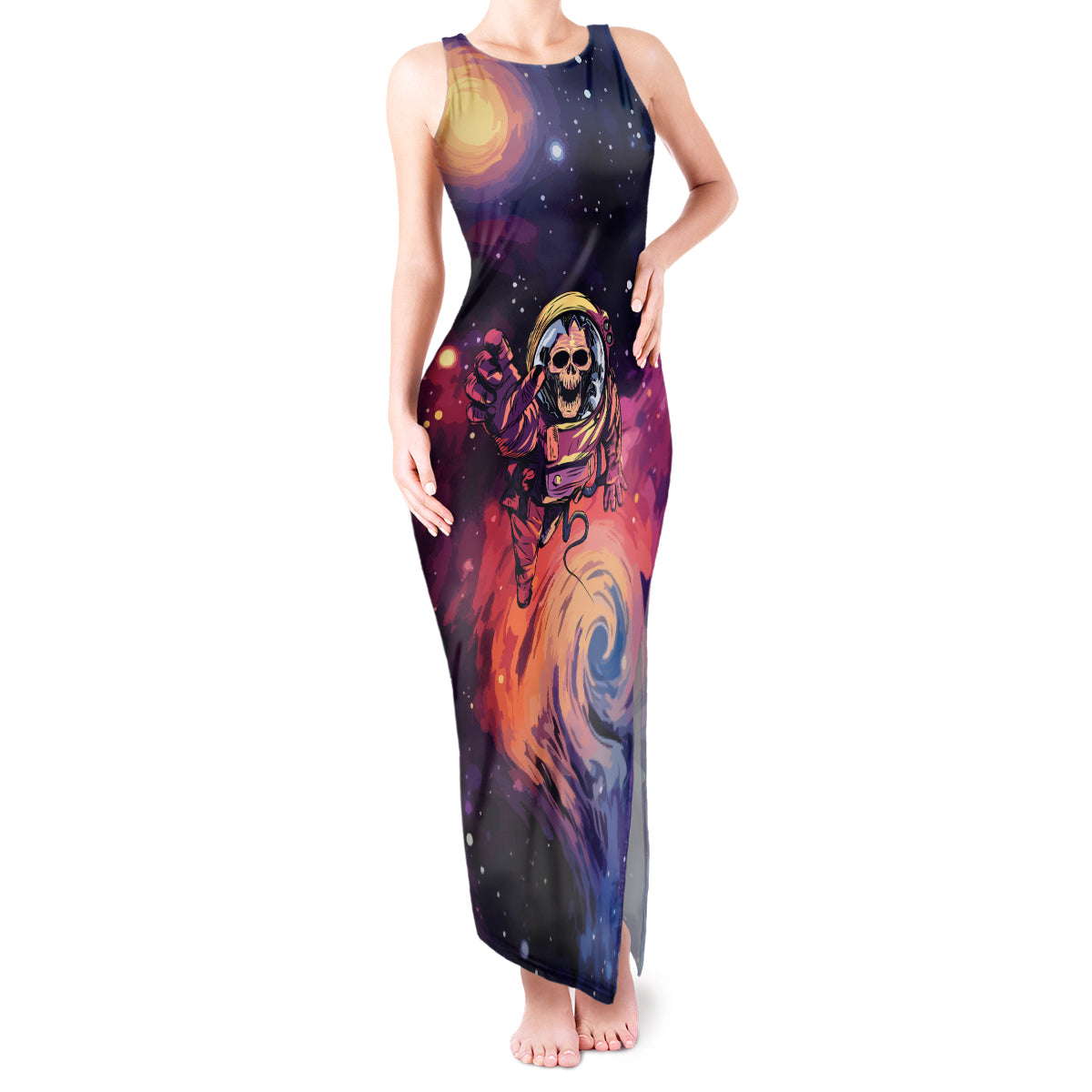 Skull Tank Maxi Dress I Need More Space Cosmic Style - Wonder Print Shop