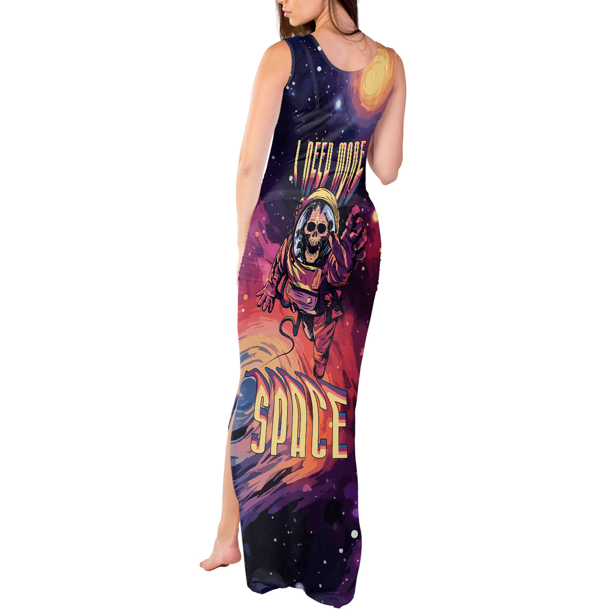 Skull Tank Maxi Dress I Need More Space Cosmic Style - Wonder Print Shop