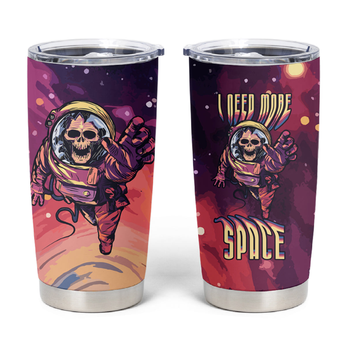 Skull Tumbler Cup I Need More Space Cosmic Style - Wonder Print Shop