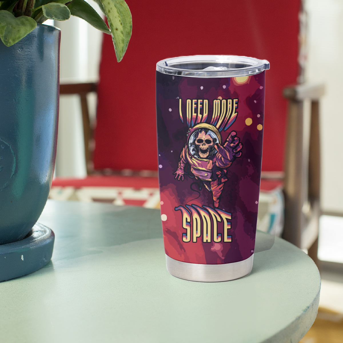 Skull Tumbler Cup I Need More Space Cosmic Style - Wonder Print Shop