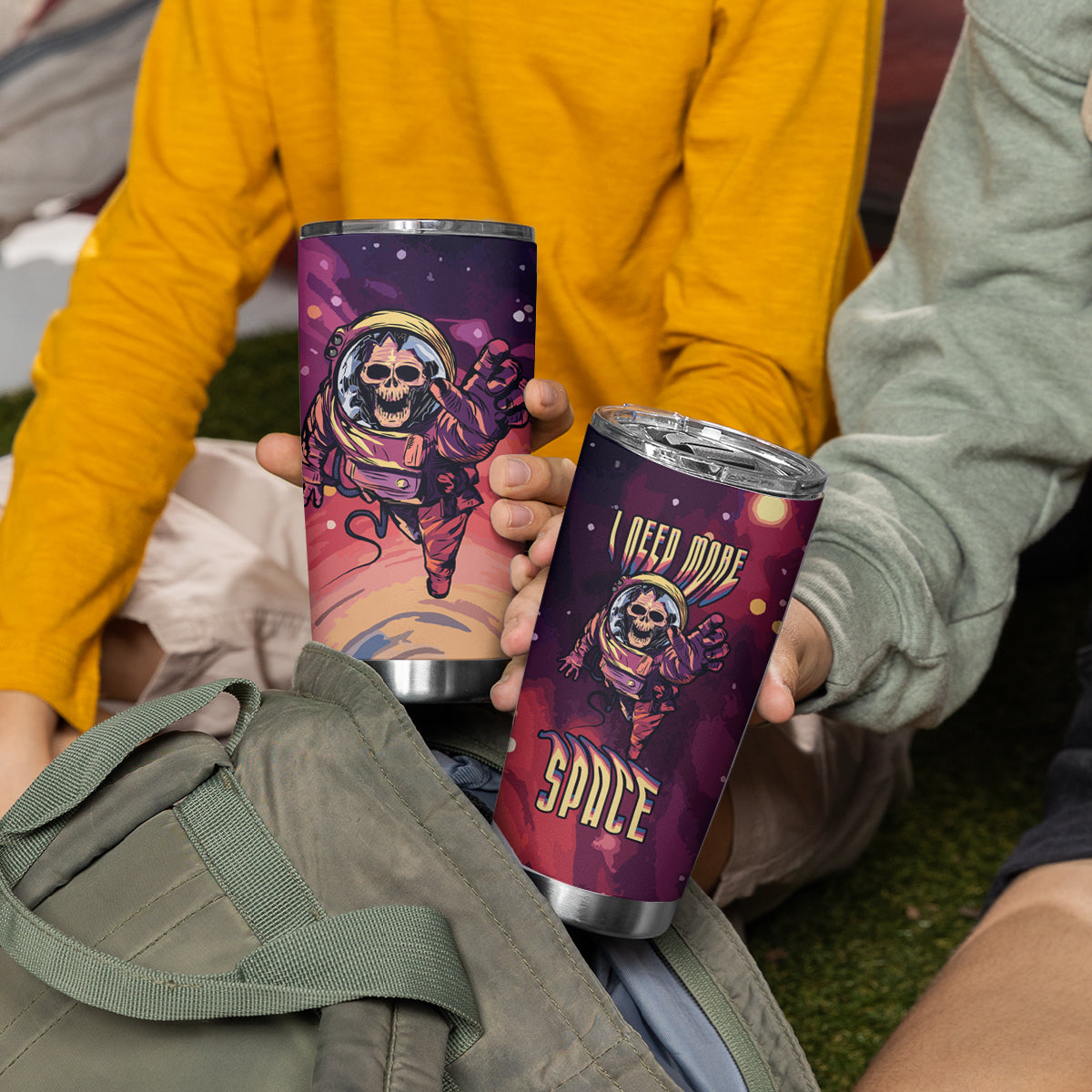 Skull Tumbler Cup I Need More Space Cosmic Style - Wonder Print Shop