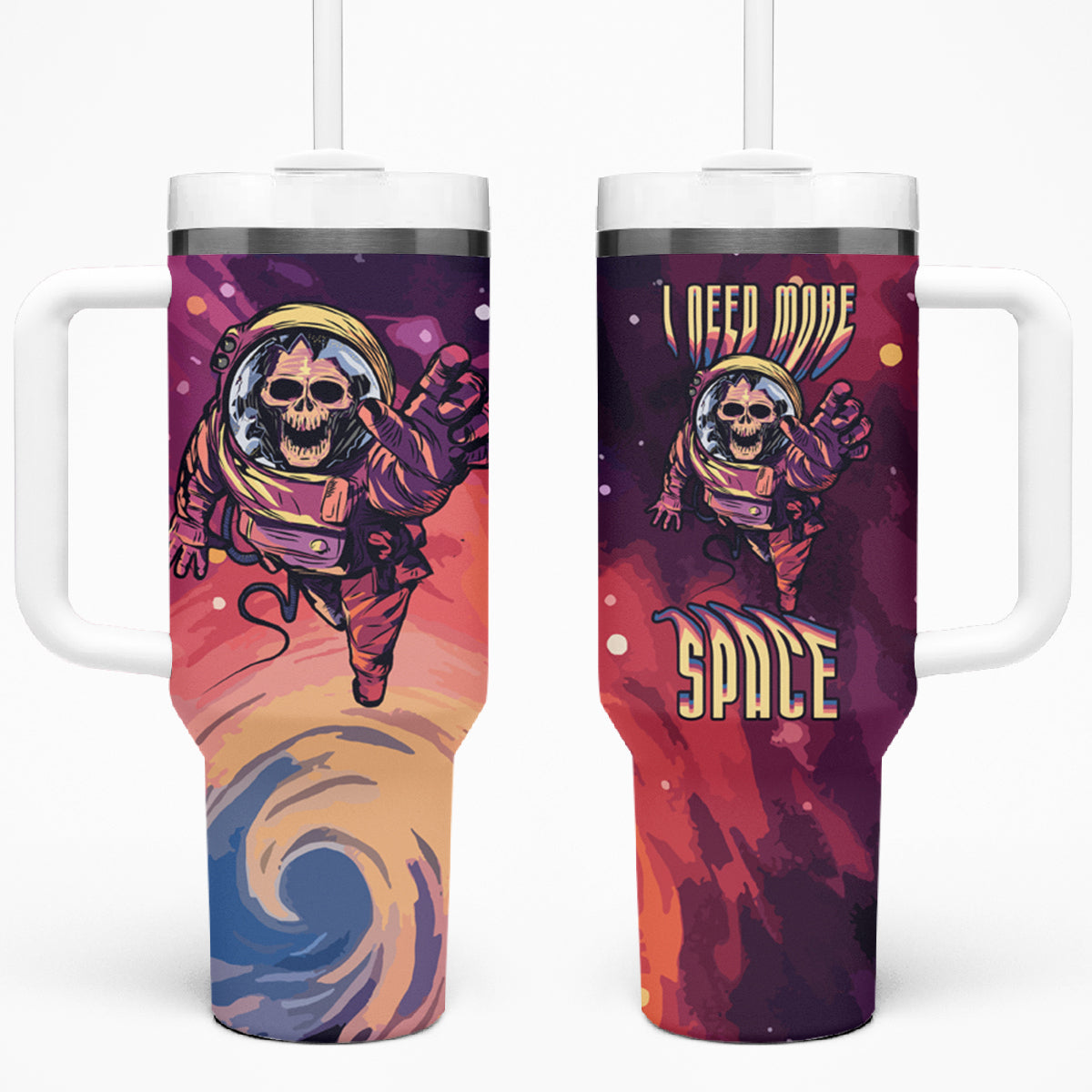 Skull Tumbler With Handle I Need More Space Cosmic Style - Wonder Print Shop