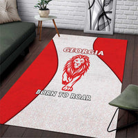 Georgia Flag Area Rug with Born to Roar with Red Lion and National Symbols - Wonder Print Shop