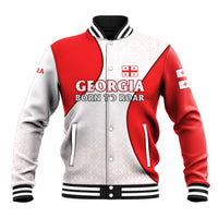 Georgia Flag Baseball Jacket with Born to Roar with Red Lion and National Symbols - Wonder Print Shop