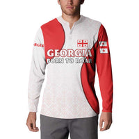Georgia Flag Button Sweatshirt with Born to Roar with Red Lion and National Symbols - Wonder Print Shop