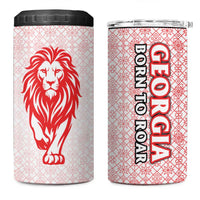 Georgia Flag 4 in 1 Can Cooler Tumbler with Born to Roar with Red Lion and National Symbols - Wonder Print Shop